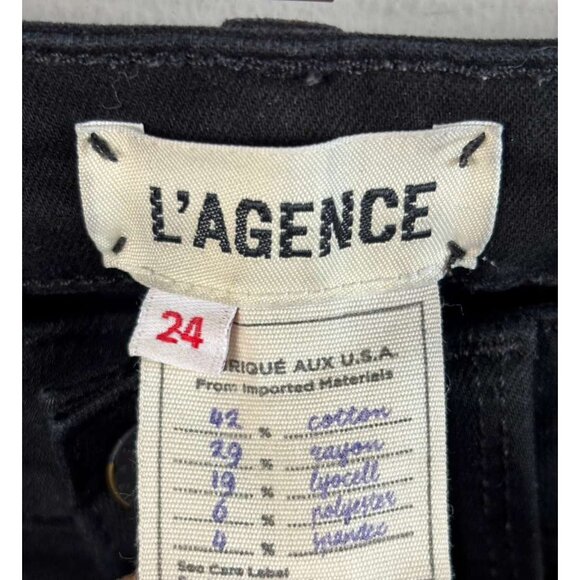 L’AGENCE Women’s Mid-Rise Skinny Jeans Gold Studded Sides Black Size L 24 - Picture 5 of 10